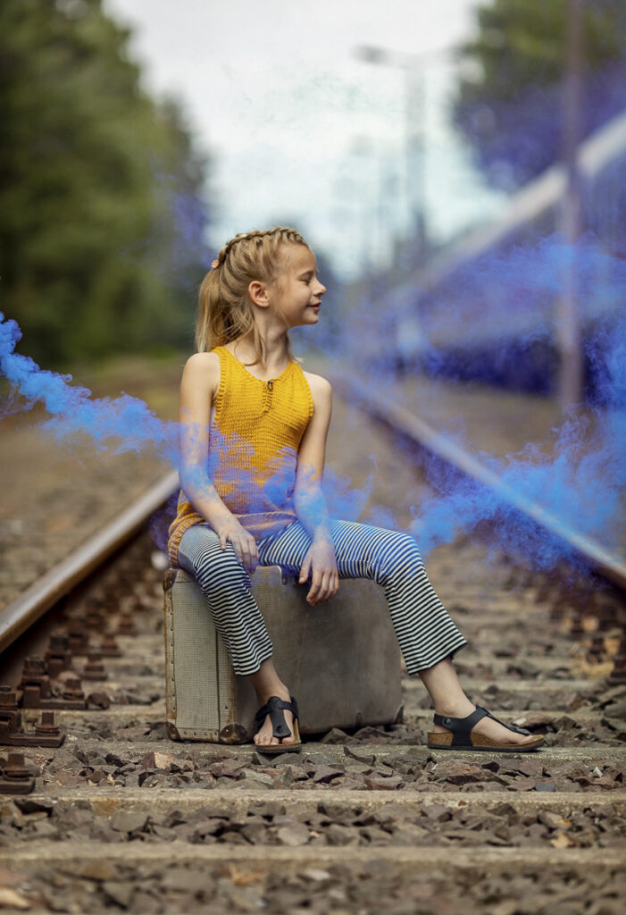 Kinder Fotoshooting mit Rauchfackeln